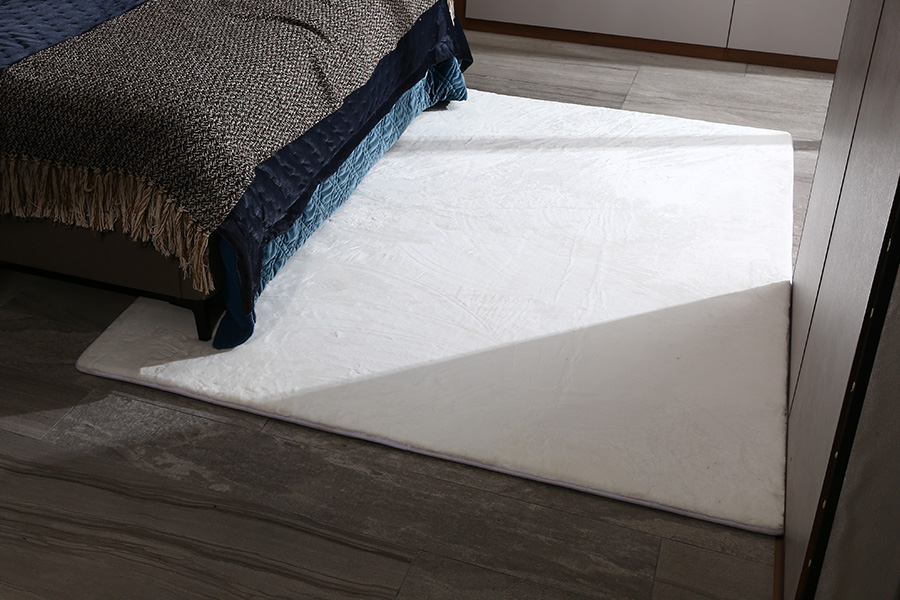 Pure white plush floor mat