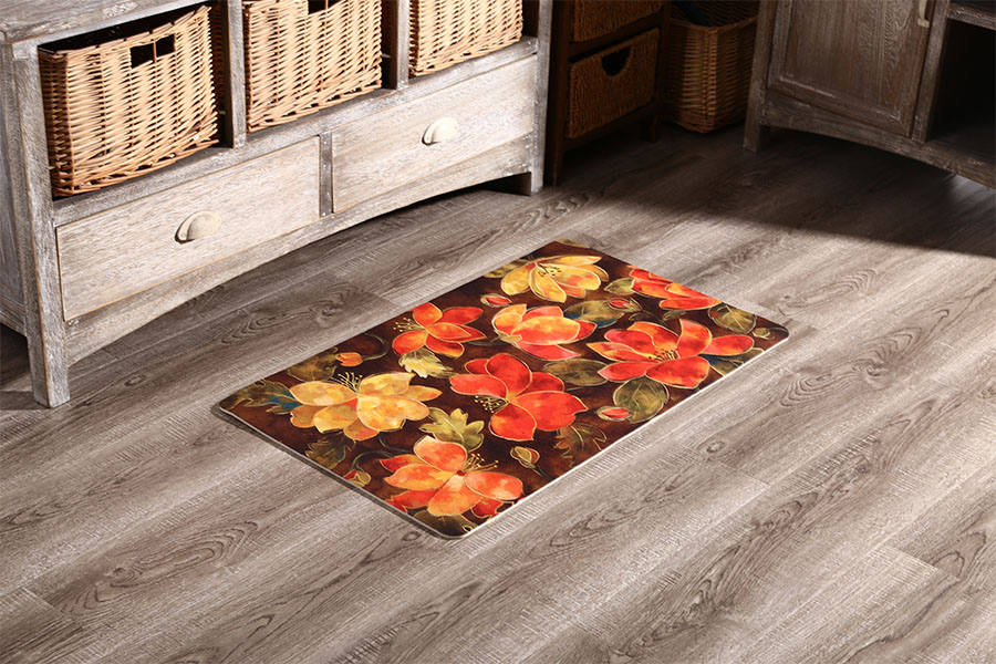 Colorful flowers printed absorbent floor mat