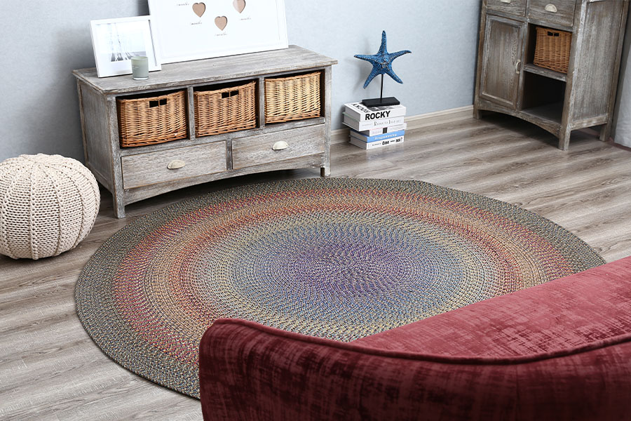 Household vintage style braided Round Rug