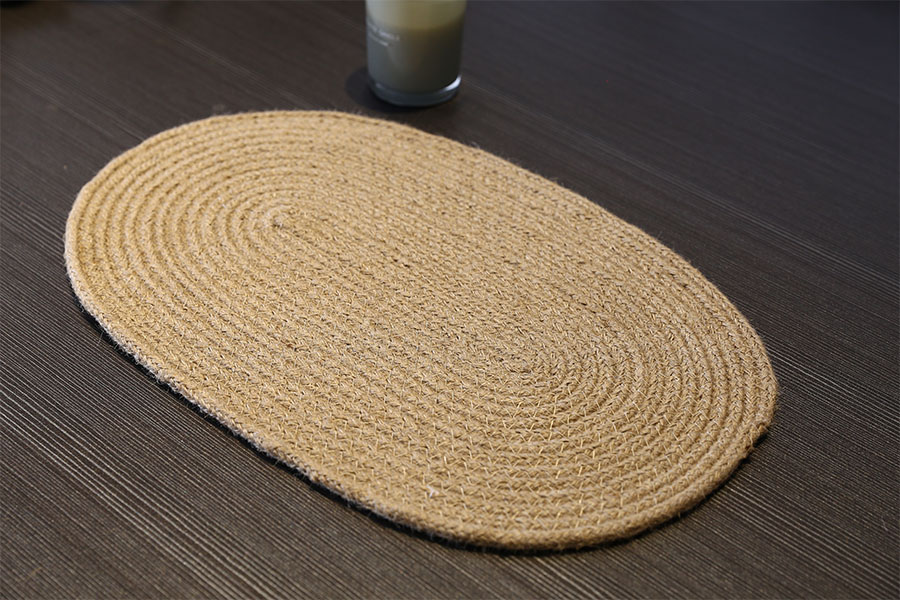 Handmade washable oval shape door mat 