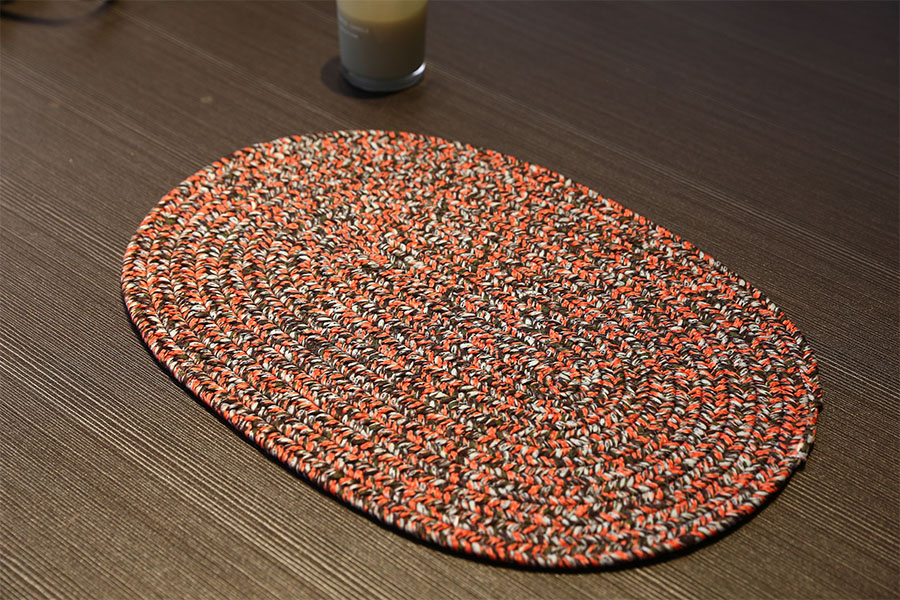 Handmade washable oval shape door mat 